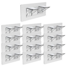 리빙프레소 무타공 선반 받침대 세트 접착식 브라켓, 투명, 12개