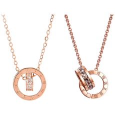 [MSMULTIVERSE] 1+1 핑크골드 여성 데일리 패션 심플 우정 레이어드 여자친구 목걸이