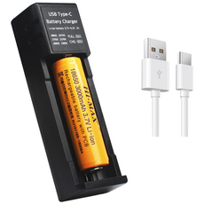 하이맥스 26650 21700 18650 배터리 충전기 리튬이온 배터리 건전지 전자담배 충전배터리 C타입 1구 고속충전기 충전어댑터포함, 1세트