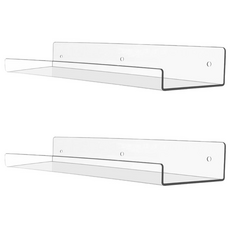 도림 투명 아크릴 무타공 선반 다용도 벽선반 진열대, 1단, 투명 2개