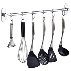 주방 국자 걸이 스테인리스 무타공 욕실 정리 후크, 40cm 후크 6개, 1개
