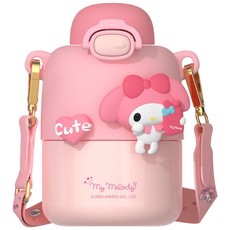 크로스 보더 Sanrio 산리오 원터치 보온보냉 어린이 텀블러 430ml, 430ml 핑크