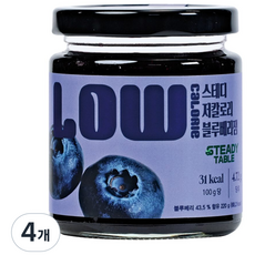 스테디 저칼로리 저당 블루베리잼, 220g, 4개