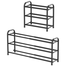 ENJOYBASICS 다용도 신발장 45-83cm 신축가능 신발정리대, 3단, 블랙