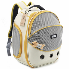 퍼피허그 Mellow 강아지 백팩 산책가방 이동 가방 고양이 애견 캐리어 기내용 컨넬 카시트 배낭, 옐로우, 1개