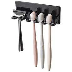 mootagonglivingmarket 免鑽孔壁掛式牙刷架, 黑色, 3個