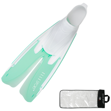 엘르스포츠 플리퍼 오리발 가방 증정 롱핀 스노클링 수영 강습용, 화이트/민트