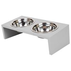 DING DONG PET 寵物時尚雙格原木餐桌, 灰色, 1個