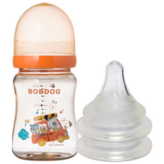 Little Bob Dog PPSU 奶嘴瓶 200ml 奶嘴 2 包, 第1階段(新生兒), 橘色, 1組