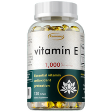 비타민 E 캡슐 1000IU - 머리카락 피부 손톱 얼굴 건강 면역 지원, 1개, 60정