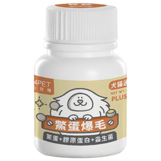 nu4PET 陪心寵糧 基礎保健粉 高蛋白低脂低膽固醇 含鱉蛋+膠原蛋白+益生菌 犬貓適用, 皮膚/毛髮, 35g, 1罐