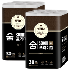 숨 프리미엄 골드제로 도톰한 3겹 무형광 화장지, 2개, 30롤, 30m