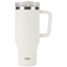 TYESO Tumbler 대용량 텀블러 손잡이 보냉 보온 차량용, 1개, 1200ml, 화이트