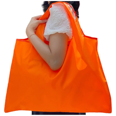 이앤티 휴대용 접이식 포켓 대형 장바구니 컬러 시장가방, 이앤티오렌지, 1개