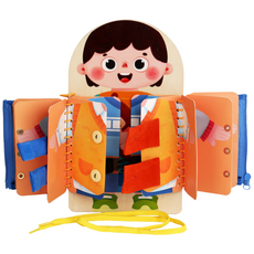 마크라쏭 옷입기 연습 비즈보드 지퍼 끈 끼우기 실꿰기 만지작 소근육 감각발달 작업치료 감각통합 교구, 옷입기연습비즈보드, 1개