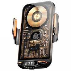 RUNDX 차량무선충전기 66W 초고속+15W 송풍구거치대, 블랙 블랙