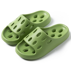 Dorim 多孔乳酪造型防滑排水EVA舒適浴室拖鞋, 綠色, 1個