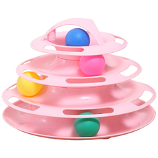 펫츠몬 고양이 움직이는 4단 공놀이 장난감 + 트랙볼 랜덤발송 4p 세트, 핑크, 1세트