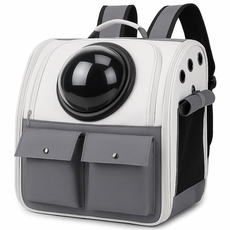 솜솜스퀘어 강아지 고양이 반려동물 이동 백팩, 1개, 화이트&블랙