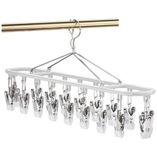 dodoa 스텐 양말 건조대 속옷 옷걸이 양말 걸이 20클립, 화이트, 1개