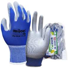 미조리 15G 로얄블루 병아리 PU 장갑 코팅장갑, S, 10개