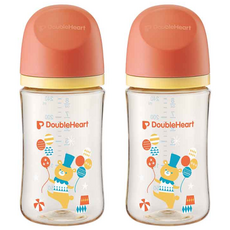 [더블하트] 모유실감 3세대 PPSU 서커스베어 240ml 트윈팩, 주황, 2개
