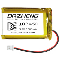 리튬폴리머 배터리 충전지 103450 3.7V 2000mAh, 1개, 1개입
