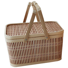 Pickhome 竹藤野餐籃 S, 混色, 1組