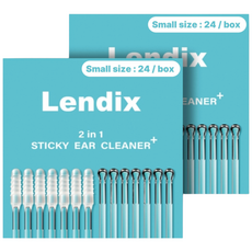 Lendix 친환경 점착식 끈끈이 귀이개 플러스 면봉 투인원, 2개, 24개입, Small