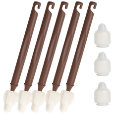 하이비 젖병 젖꼭지 세척솔 몽글이 롱 미니솔 5p + 먼지보호캡 3p, 1세트, 초코브라운