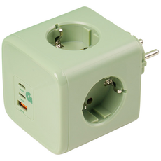 지클릭커 4구 3포트 C타입 PD충전 접지 컬러 4000W 고용량 콘센트 큐브 멀티탭, 1개, 그린, 7.8cm