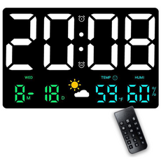 디지털 무소음 LED 벽시계 알람 온습도 날씨 벽걸이 탁상 겸용 시계