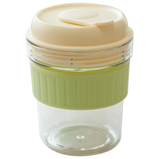 리빙디노 푸쉬 아이스 트라이탄 텀블러, 1세트, 500ml, 옐로그린