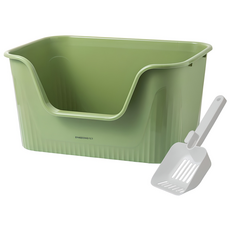 딩동펫 바스켓 특대형 고양이 화장실 + 모래삽, 그린, 1세트