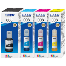엡손 정품잉크 008 T03Q100 4색 안료잉크 EPSON 008 잉크 M1050 M1120 M1140 M2170 M3140 M3170 프린터 잉크에 적합, 1개, EPSON 008-4 컬러 잉크[BK/C/Y/M]
