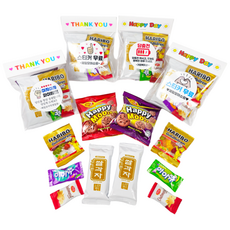 제일모아쇼핑 간식 꾸러미 단체간식 어린이집 답례품 기업 행사 학원 학교 전도 구디백 간식 선물, 1개, 선택2. 땡큐포장(마이쮸 포도 맛 구성)