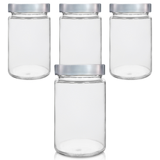 경진기업 유리병 롱캡일자 400g 70파이딥캡(A) 마개실버 4개, 350ml