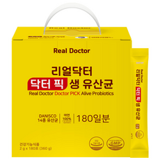 리얼닥터 닥터픽 생유산균 2g*180포 프로바이오틱스 신바이오틱스 다니스코 특허 14종 유산균 대장 비피더스균 4종 온가족면역유산균 남재현박사, 1박스, 180회분