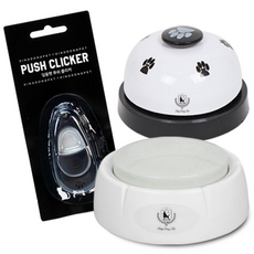 DING DONG PET 寵物訓練用品 3件組, 白色(鐘)+灰色(錄音鐘)+黑色(Clicker), 1組