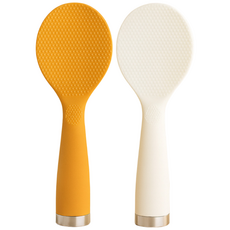 마켓플러스 밥알 안붙는 스탠딩 주걱, 2개, 오렌지
