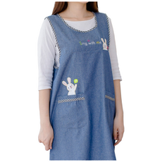 데코에버 귀여운토끼 원피스형 앞치마, 블루(빅L 77~88), 1개