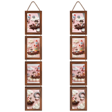 Olivet 인테리어 액자 벽걸이 탁상용 겸용 무타공 사진틀, 1개, 갈색