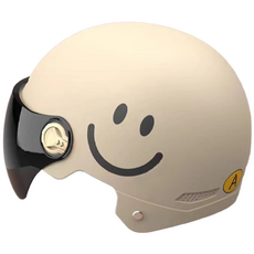 FREEIN 여름용 오토바이헬멧반모 남자여성 공용 초경량 오토바이 스마일 헬멧, 블랙B