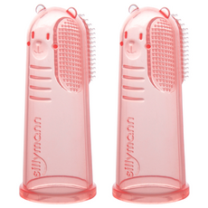 실리만 영유아 실리콘 손가락 칫솔 2p 세트, 투명핑크, 1세트, 2개입