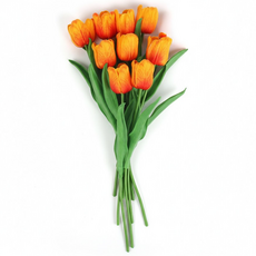 인조 조화 튤립 9송이 세트, 1개, 연한오렌지 9송이