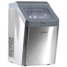 쿠참 올스텐 자동세척 가정용 캠핑용 업소용 제빙기 17kg, 실버 (silver)