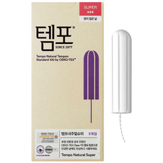 템포 내추럴 삽입형 생리대, 슈퍼, 8개입, 1개