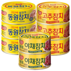 [동원] 라이트스탠다드 참치150g x3개+고추참치150g x3개+야채참치150g x2개 (총8캔)