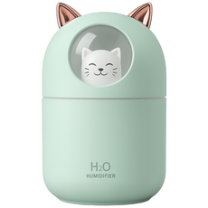 미니 초음파 저소음 차량용 사무용 고양이 가습기 가습기 필터 6개 제공, 민트