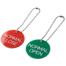 [유한프린테크] 아크릴 태그 명판 NORMAL OPEN CLOSE (A접점 B접점 원형 꼬리표), 10개, 녹색(NORMAL OPEN)